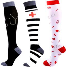 5PC Socks Hosiery Compression Socks for Women Medical Nursing Varicose Veins Pressure Stockings Running Men Compression Socks Sport Socks Z0221