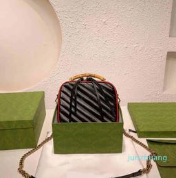 Evening Bags Vintage Square Camera Bags Women Bamboo Handle Handbag 33 Leather Designer Brand Crossbody Female Purses 220321