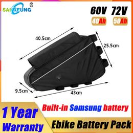Rechargeable Samsung Cell 60V Battery 72V ebike Battery Triangle Battery 20AH 30AH 35ah 40AH Huge Capacity 2000W with Charger