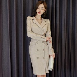 Casual Dresses Winter Blazer Dress One Piece Korean Ladies Long Sleeve Sexy Office Bodycon Party For Women China CLothing