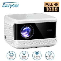 Projectors Everycom T5 Support 4K Projector 1080P Beam LED Projector with Android 5G wifi Electric Focus Smart tv Home Theater J230222