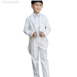 Clothing Sets Elegant Fashion Children White Tuxedo Set Come Birthday Fashion Casual Brand Formal Boy Wedding Suits Blazers 5PCS Set W0222