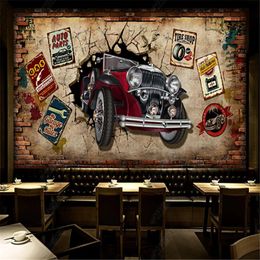 Wallpapers Modern European And American Industrial Decoration Cars Breaking The Wall Mural 3D Bar KTV Background Paper