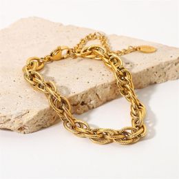 Link Bracelets Chain GAIRU Selling 18K Gold Plated Italian Stainless Steel Hand Braided Chains Hip-Hop Personality Bracelet Jewellery