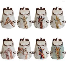 School Bags Watercolour Animal Giraffe Print Women's Backpack Portable Backpacks For Women University Large Capacity Casual Travel