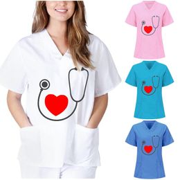 Women's T Shirts 2023 Solid Women T-shirts Short Sleeve V-neck Tops Nursing Working Haut Uniform Clothing Ropa Mujer Camisetas Top Tshirts