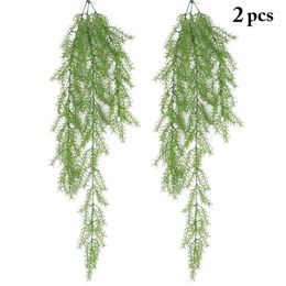 Decorative Flowers 2Pcs Lifelike Hanging Leaf Garland Pine Needle Greenery Artificial Vine Pography Props Home Decor Accessories