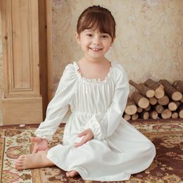 Pyjamas Children Girl's Lolita Dress Princess Sleepshirts Vintage Stringy Selvedge Nightgowns.Victorian Kids Nightdress Lounge Sleepwear 230222