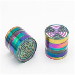 Manufacturer Customized 63 Diameter Creative Labyrinth Smoke Grinder Zinc Alloy Ice Blue Four Layer Grinder Fume Parts Wholesale