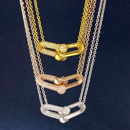 Fashion Jewellery 18k gold plated diamond Necklaces For Women U-shaped links chain necklace Wedding Party Thanksgiving Day Valentine 3 Colours rose gold