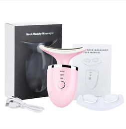 Neck Massager Face Beauty Device 3 Colours LED Photon Therapy Skin Tighten Reduce Double Chin Anti Wrinkle Remove Skin Care Tools 230222