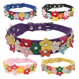 Dog Collars 1pc Stud Dogs Collar Flower Leather Adjustable Necklaces Jewelry For Pet Small Medium Cat Accessories