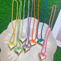 Pendant Necklaces 5PCS Enamel Heart Choker For Women Gold Colour Shape Necklace Fashion 2023 Jewellery