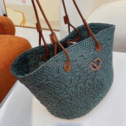Straw Bag Plain Knitting Crochet Embroidery Open Casual Tote Interior Compartment Two Thin Straps Leather Floral Fashion Women Purse 443