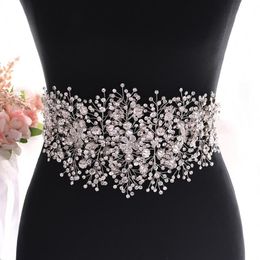 Wedding Sashes TRiXY SH240 Stunning Bridal Belt Designer Fashion Alloy Flower Belts Formal Rhinestone Wholesale