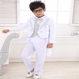 Conjuntos de roupas Baby menino Tuxedo Meninos trajes formais 4pcs/conjunto terno infantil crianças blazers roupas blazers brancas preto 1-10 anos w02222