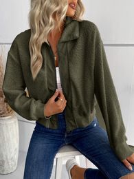 Women's Jackets JIM NORA Women Winter Warm Sherpa Lapel Collar Zipper Blouses Tops Casual Shirt Jacket Female Clothes Coat Outwear Fashion 230222