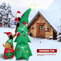 Christmas Decorations 2.1M Inflatable Tree Puppy Bites Santa Claus Climbing Blow Up Fun Toys Xmas Party Home Outdoor Yard Lawn Decor