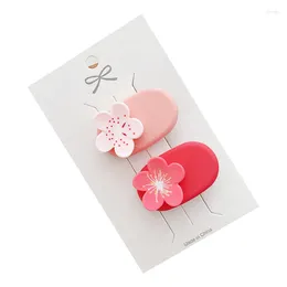 Hair Accessories 2pcs Pink Sakura Flower Clips Baby Girl Cute Floral Kids Pin Headdress Kawaii Bangs Side Clip