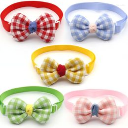 Dog Apparel 20/50/100pcs Colorful Plaid Pet Bow Tie Adjustable Cat Bowtie Collar Dogs Pets Accessories
