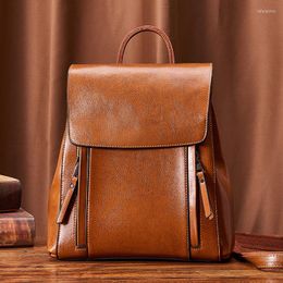 School Bags High Quality Genuine Leather Ladies Backpack Rucksack Shoulder Bag Girl Natural Skin Book Laptop Messenger