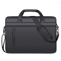 Briefcases Men's Thin For Men Handbags Waterproof Large Capacity Briefcase Shoulder Strap Laptop 15.6 Inch Black CrossbodyBag