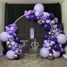 Other Event Party Supplies 133Pcs Purple Balloons Garland Arch Kit Macaron Metallic Latex for Birthday Gender Reveal Baby Shower Decoration 230221