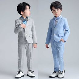 Clothing Sets Lolanta Kids Boys Formal Suit Long Sleeve Grey Blue Plaid Tuxedo Set Gentleman Children Birthday Wedding Party Suits Outfits