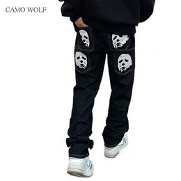 Men's Jeans Print Spoof Portrait High Street Low Waist Funny Unisex Man Pants Loose Trousers Hip Hop Korean Streetwear 230222