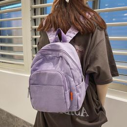 School Bags Stylish Female Solid Color Travel Backpacks Large Capacity Student Knapsacks Ladies Canvas Zipper Rucksacks