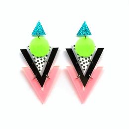 Stud Earrings Trendy Colourful Triangle And Round Shape Combine Exaggerated Acrylic For Women Fashion Geometric JewelryStud