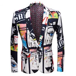 Men's Suits Blazers Fashion Beauty Printed Blazer Design Plus Size Hip Casual Male Slim Fit Jacket Singer Costume Coat 230222