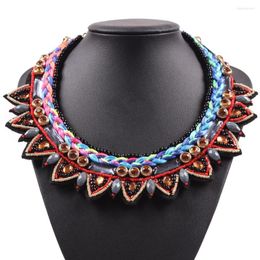 Choker Model Fashion Vintage Colorful Sexy Necklace For Women String Braided Cotton Bead Crystal Jewelry Wholesale