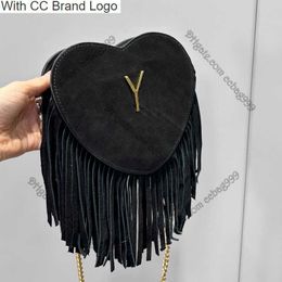 CC Cross Body Ladies Calfskin Tassel Designer Heart Bag Vintage Black Khaki Frosted Leather Gold Hardware Chain Totes Crossbody Shoulder Bags French Handbags Lo