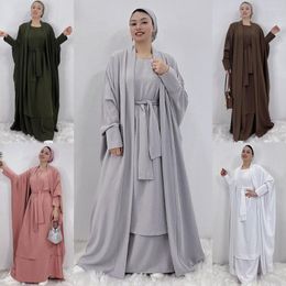 Ethnic Clothing Ramadan Eid 2 Piece Muslim Sets Abayas For Women Turkish Dress Open Abaya Dubai Islamic Gown Femme Musulman Ensembles