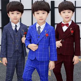 Clothing Sets Tuxedo Formal Baby Boy Wedding Suits Chequered Kids School Uniform Elegant Children Ceremony Comes Toddler Party Clothes W0222