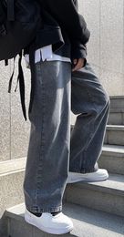 Jeans da uomo Primavera ed estate jeans sottili da uomo di tendenza coreana versatili pantaloni dritti a gamba larga larghi jeans da terra di colore chiaro Saldi 230222