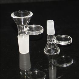 Thick Round Glass Bowl Pipe Slide Piece Herb Dry Oil Burner Hookahs With Handle 3 Types 10mm 14mm 18mm male glass bowls smoking