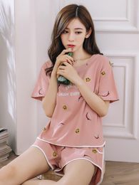 Women's Sleepwear Women's Pajamas Pajama S Ms Summer Short-sleeved Cotton Thin Ice In Paragraph Wire Spring And Autumn Suit Household