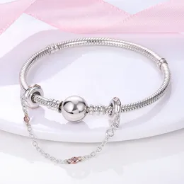 925 Pounds Silver New Fashion Charm Safety Chain, Bright and Transparent Silver Beads, Compatible with The Original Pandora Bracelet, Handmade Jewellery