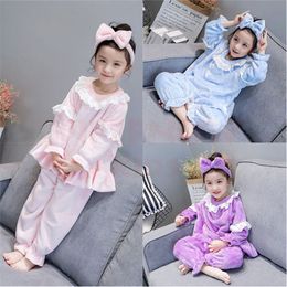 Pyjamas Velvet Christmas Children Pyjama Sets for Girls Boys Pyjamas Kids Sleepwear Baby Clothing Headwear Girls Pijamas 2-8Years 230222