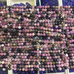 Beads Round Natural Tourmaline Multicolor Stone 5mm Loose Jaspers Fit Diy Bracelet Necklace Charms Jewellery Findings 15inch B3445