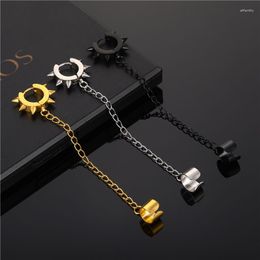 Backs Earrings 1 Piece Stainless Steel Ear Bone Chain Clutch Clip Hip Hop Punk Personality Girl Boy Cuff No Piercing Hole