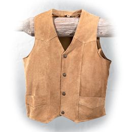 Men's Vests Suit Vest Suede Western Denim Sleeveless Jacket Steampunk Waistcoat Male Clothes for Men 230222