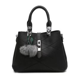 HBP Stickerei Tote Messenger Frauen Leder Handtaschen Sac a Main Damen Haar Ball Handtasche Dame Totes Lila A003