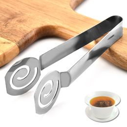 Stainless Steel Tea Bag Clip Teabag Tongs Food Bread Lemon Slices Pliers Kitchen Baking Tool Tea Leaf Strainer Clip LX5447