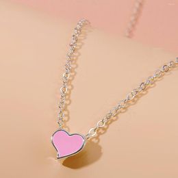 Pendant Necklaces Korean Love Necklace Fashion Color Oil Drop Geometry Peach Heart Winter Sweater Chain Luxury Jewelry Wholesale