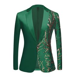 Men's Suits Blazers Man Shiny Green Sequins Suit Jacket Men Shawl Collar One Button Glitter Tuxedo Mens Party Prom Nightclub Costume Homme 230222