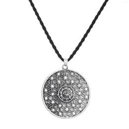 Choker WANGAIYAO Flower Of Life Pendant Necklace Men's Women's Stainless Steel Retro Demon Eye Jewellery