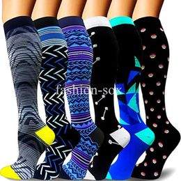 5PC Socks Hosiery 6 Pairs Lot Pack Compression Socks Cycling Socks Running Sports Socks Nurse Compression Socks Hiking Socks for Women Men Z0221